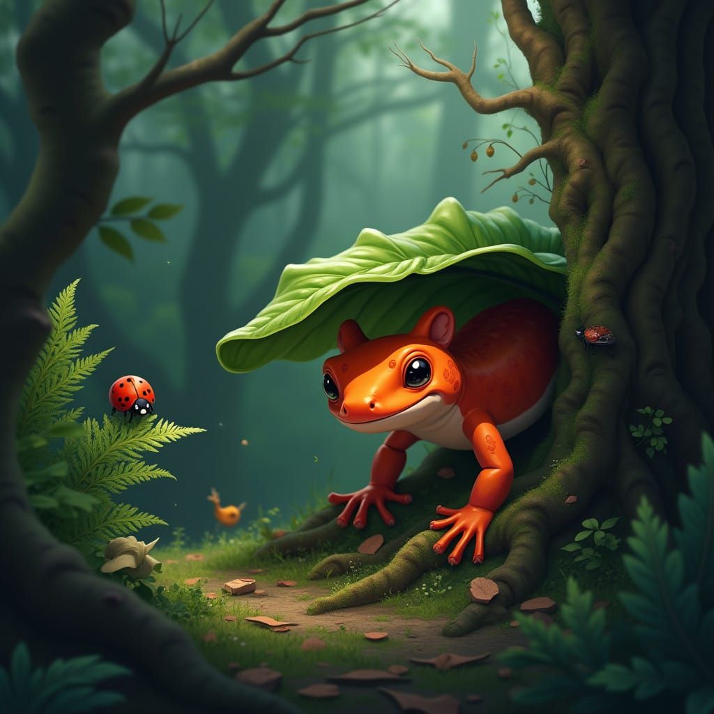 Northern Red-Back Salamander Emerges from the Forest