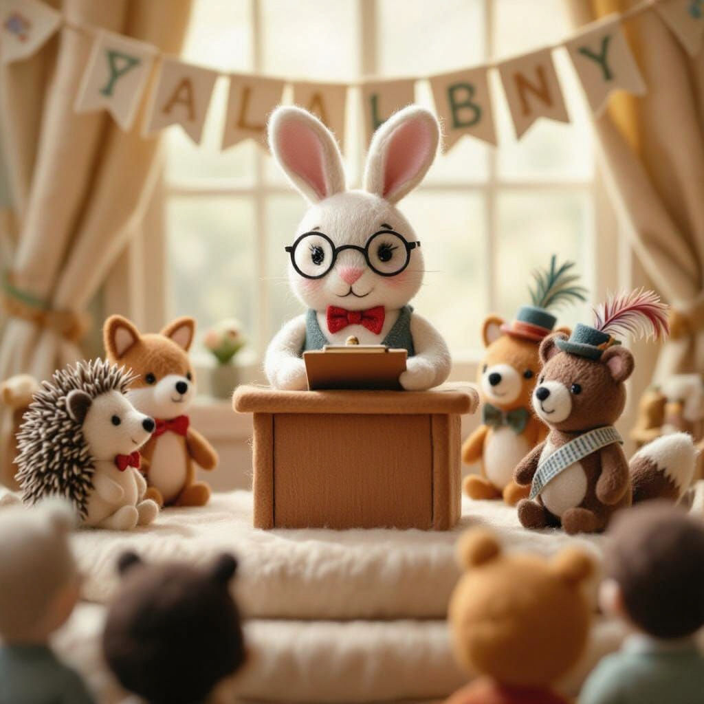 Felted Friends Contest Diorama in Stop-Motion Style