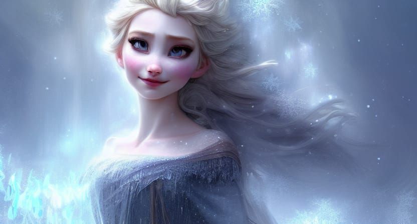 Elsa in Snowstorm: A Digital Art Portrait