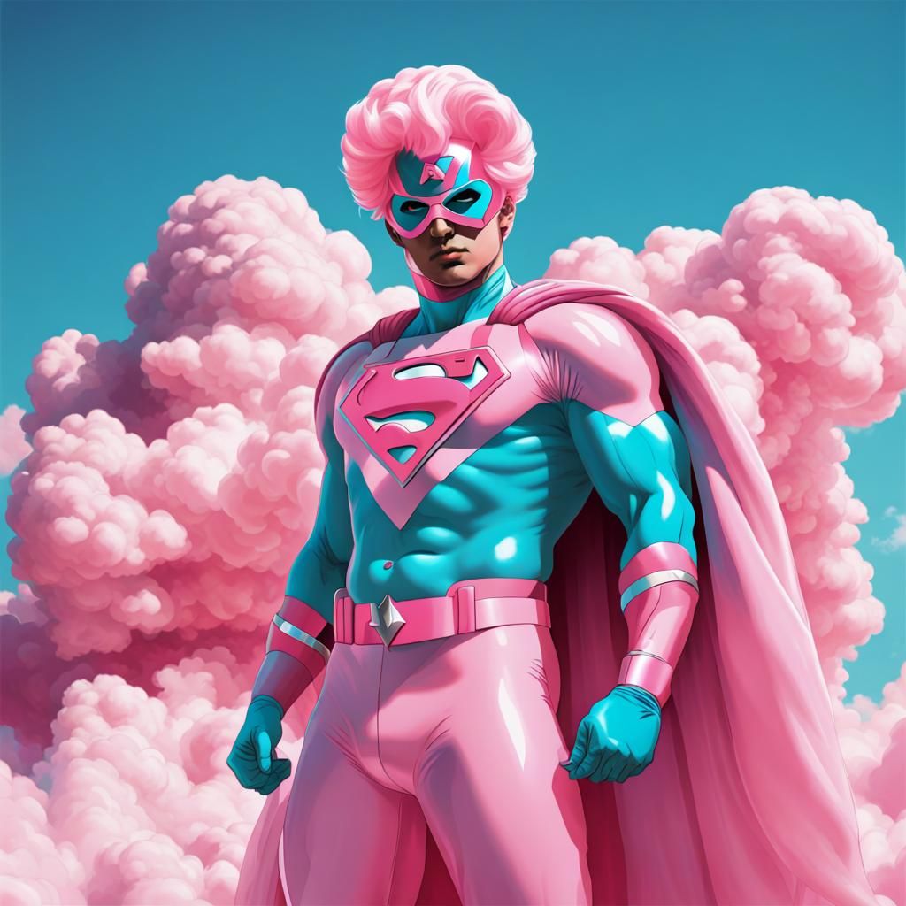 Vaporwave Superhero in Cotton Candy Colors