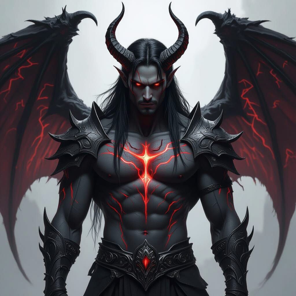 Dark Fantasy Warrior King with Fiery Veins