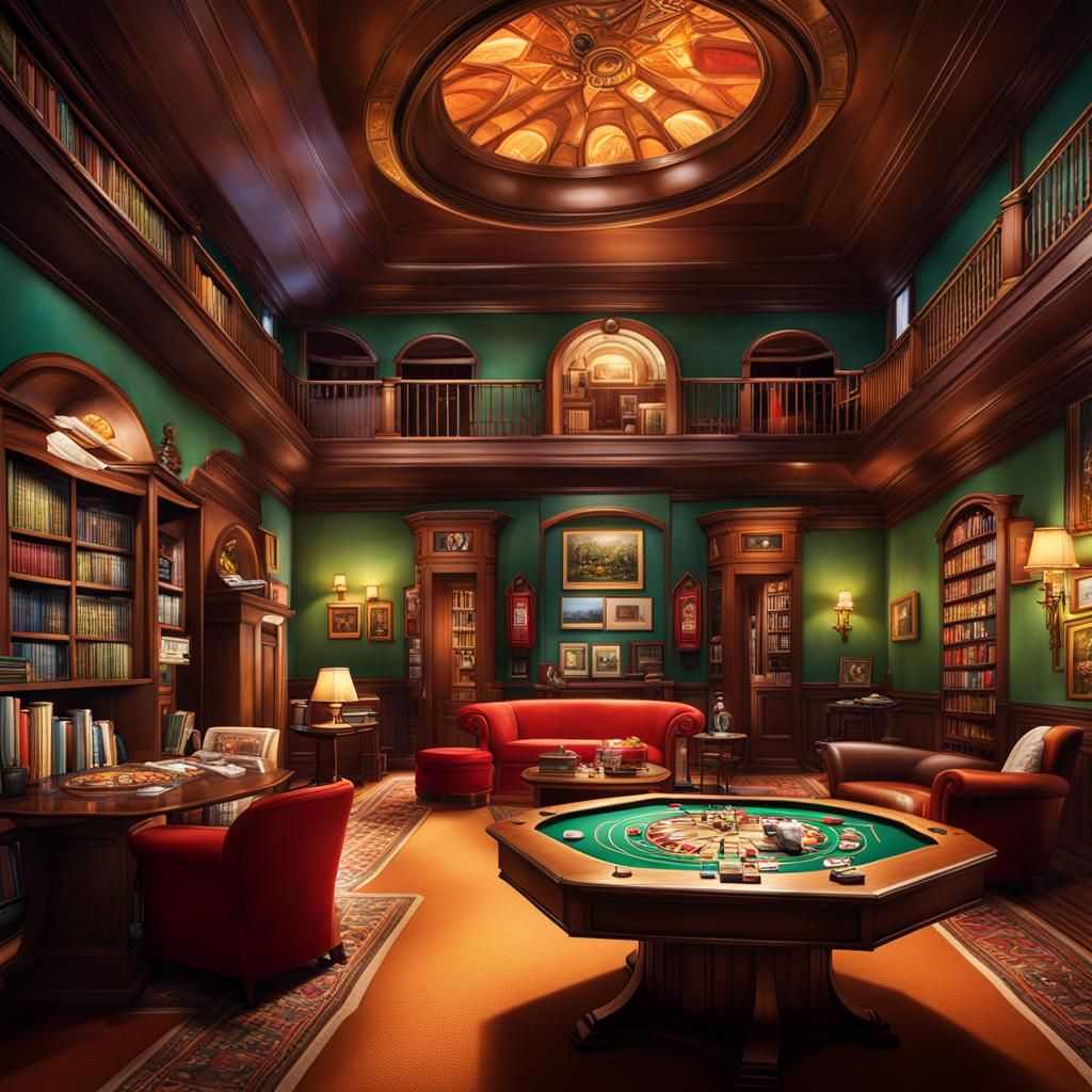 Cluedo Boardgame Rooms in Hyperrealistic Splash Art