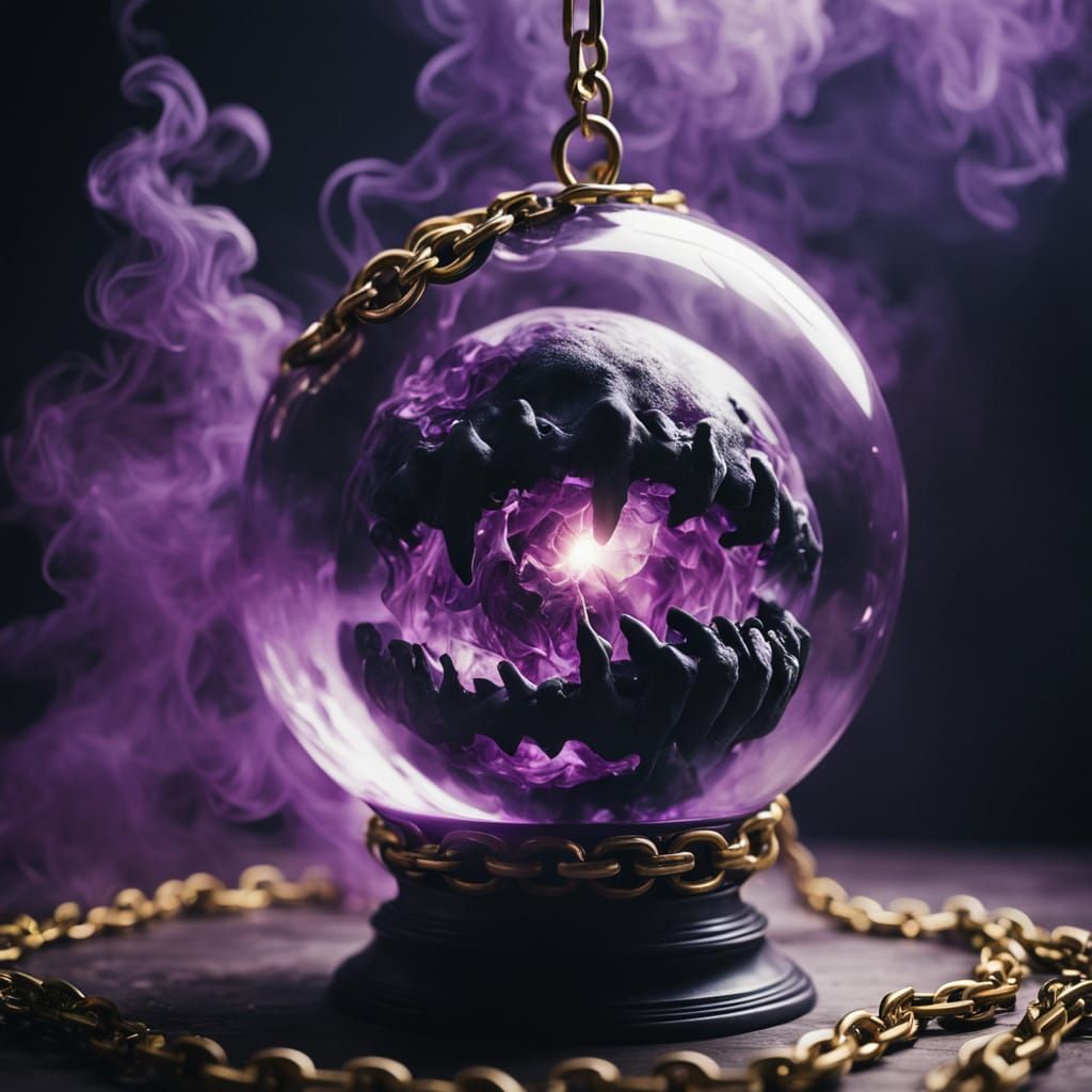 Mystifying Djinn Trapped in Purple Crystal Ball Film Still