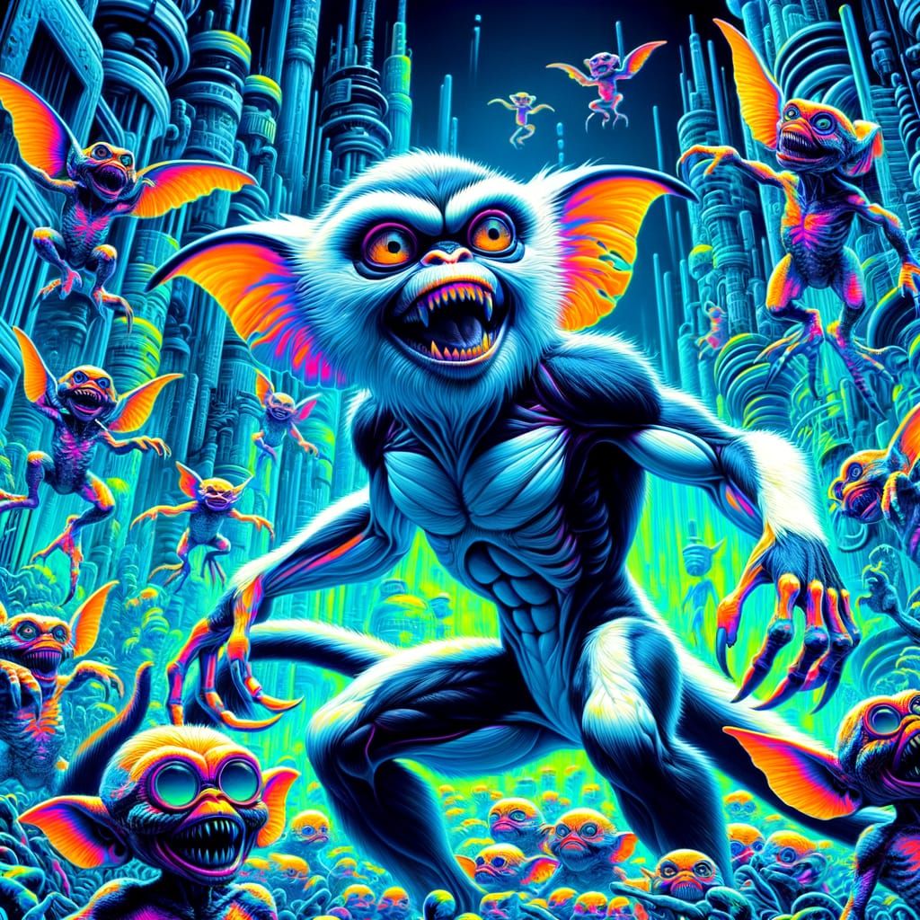 Cyberpunk Aquatic Hybrid in Lively Inverted Metropolis