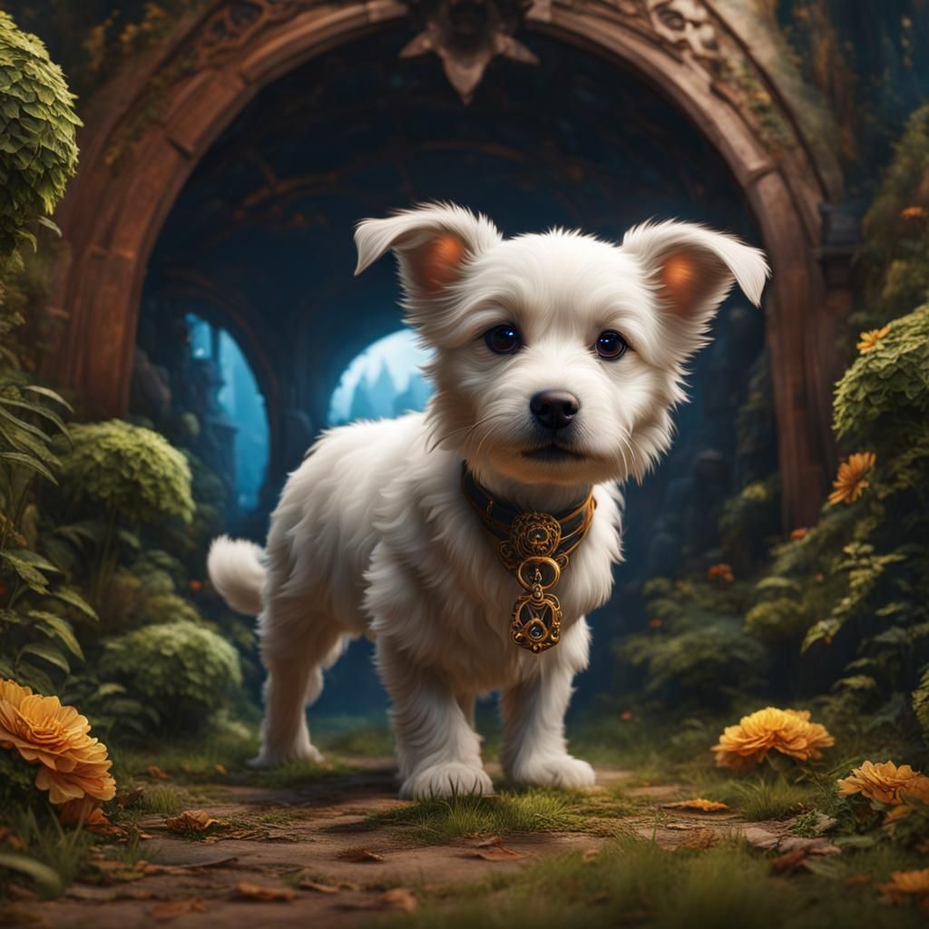 Dog with Puppy Eyes: Detailed Fantasy Art