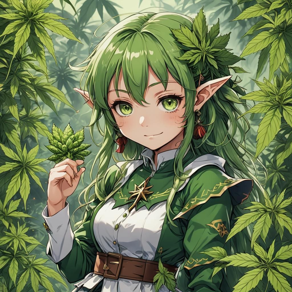 Cannabis Elf in Anime Style