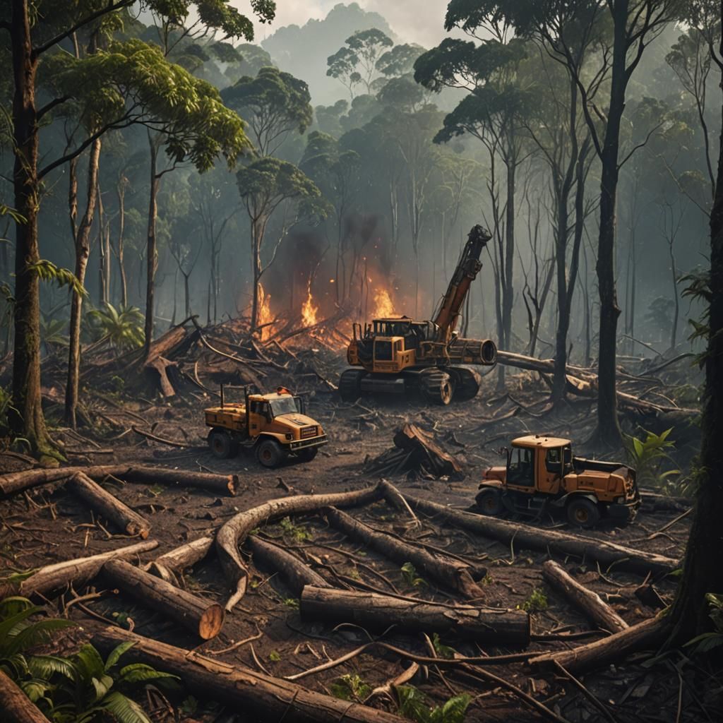 Dramatic Rainforest Deforestation Matte Painting