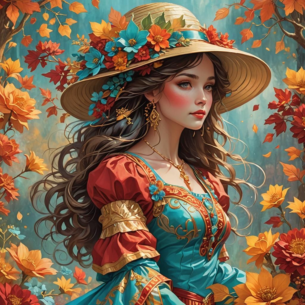 Goddess in Autumnal Cottagecore Garden