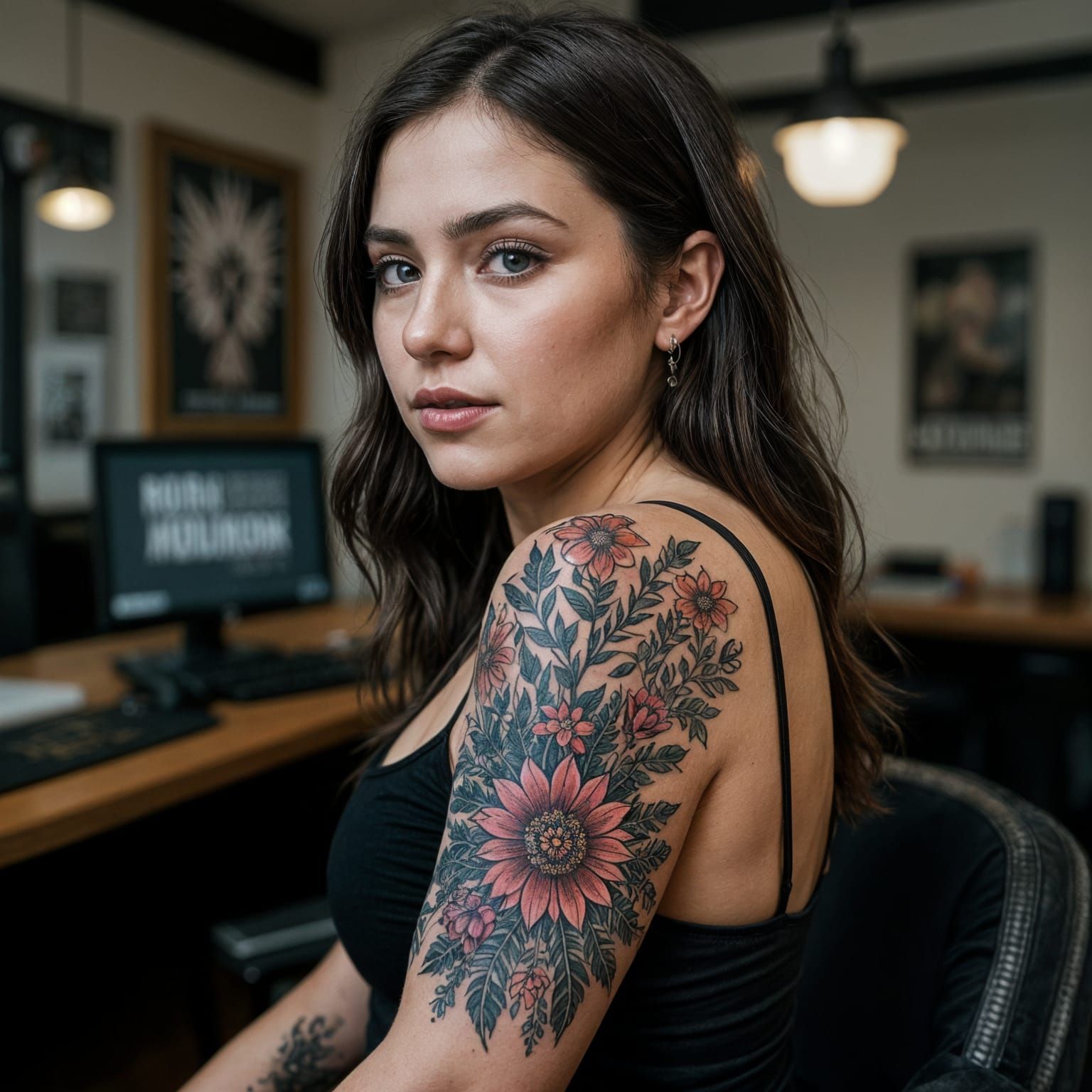 Woman's Arm with Elaborate Tattoo in Studio
