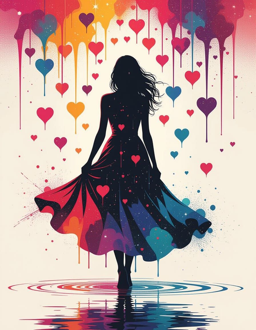 Garnet Constellation with Woman in Graffiti Art Style