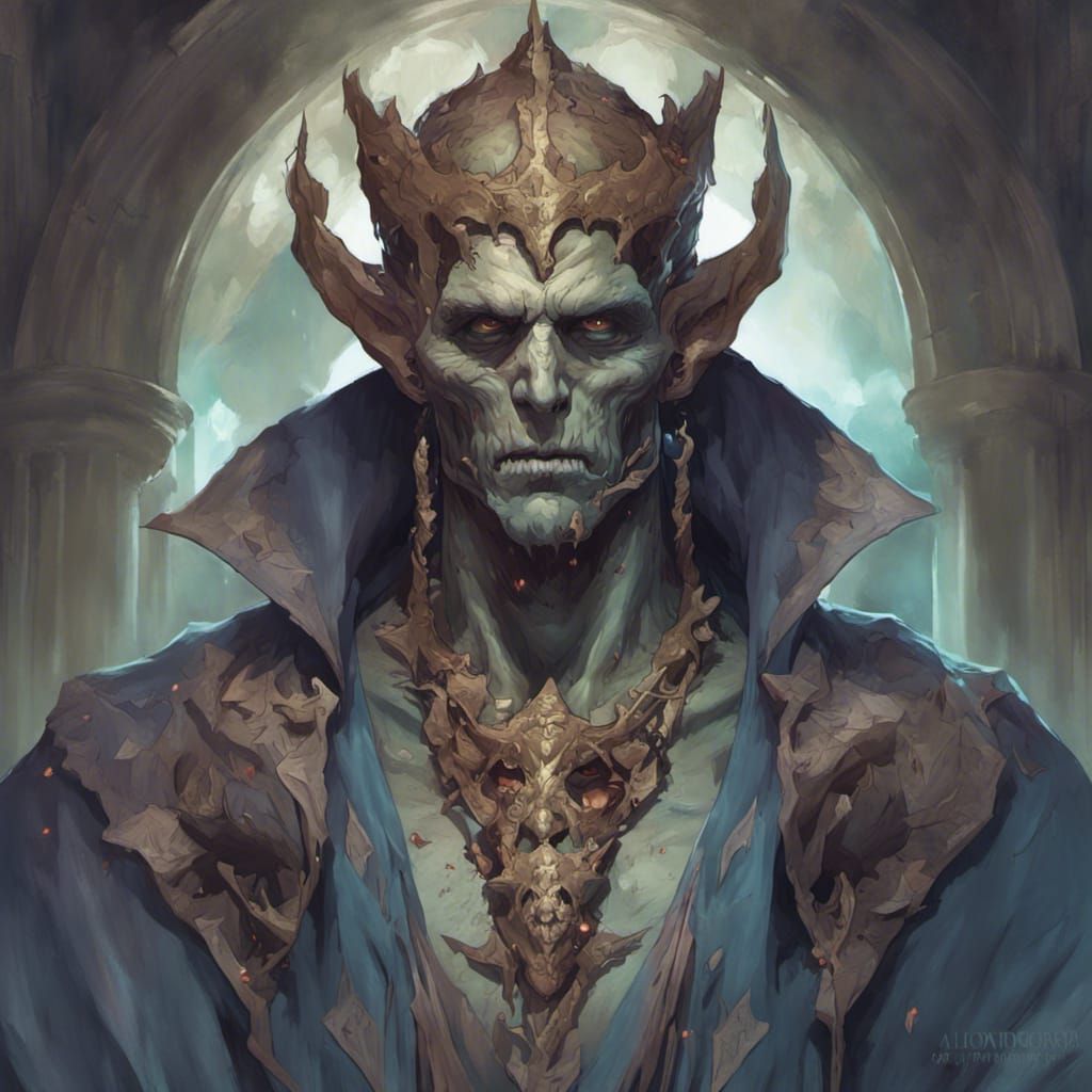 Undead Lich Sorcerer Portrait in Detailed Fantasy Art