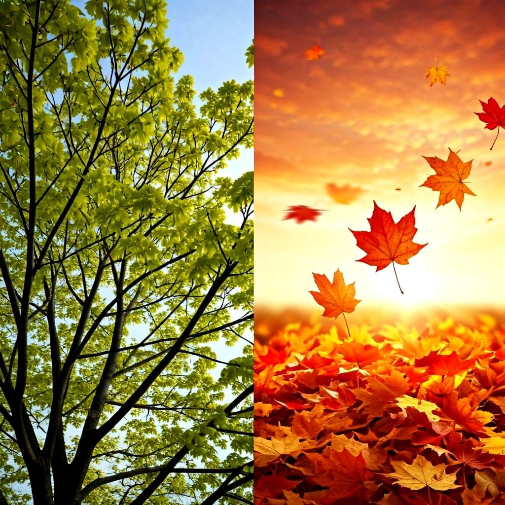 Maple Tree Spring Buds vs. Autumn Leaves