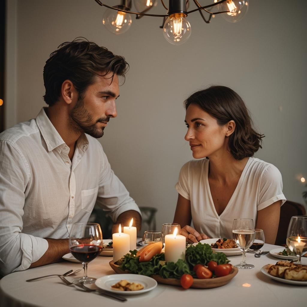 Romantic Dinner in Vorticism Style, Backlit