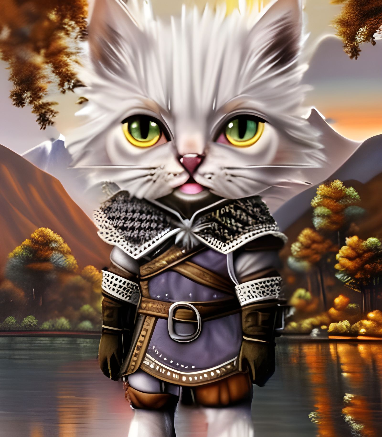 Majestic Mountains at Dusk in Oil Painting