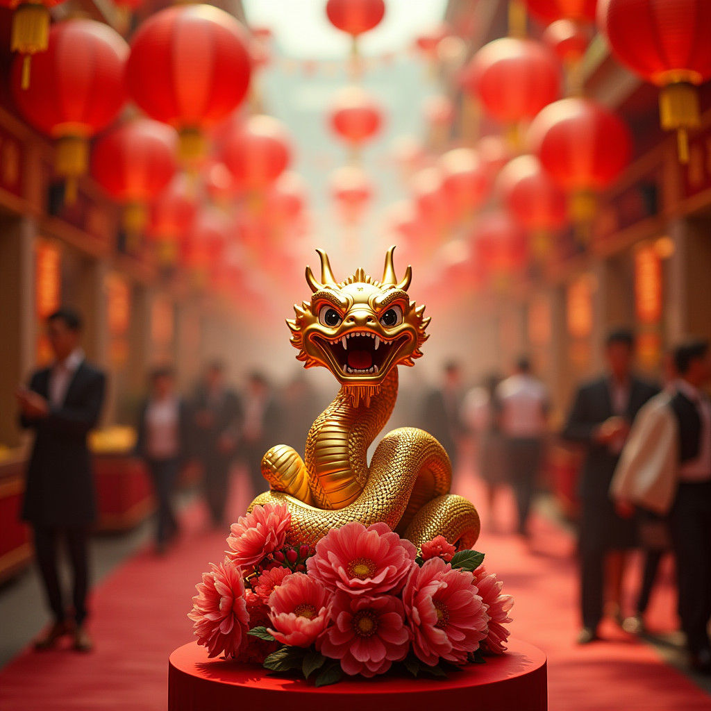 Golden Snake Celebrates Chinese New Year
