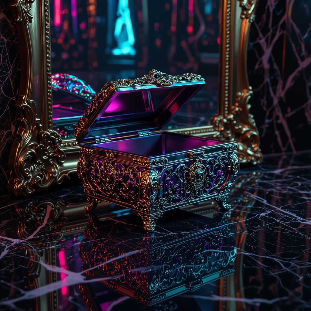 Ornate Pandora's Box in Dark Surreal Style