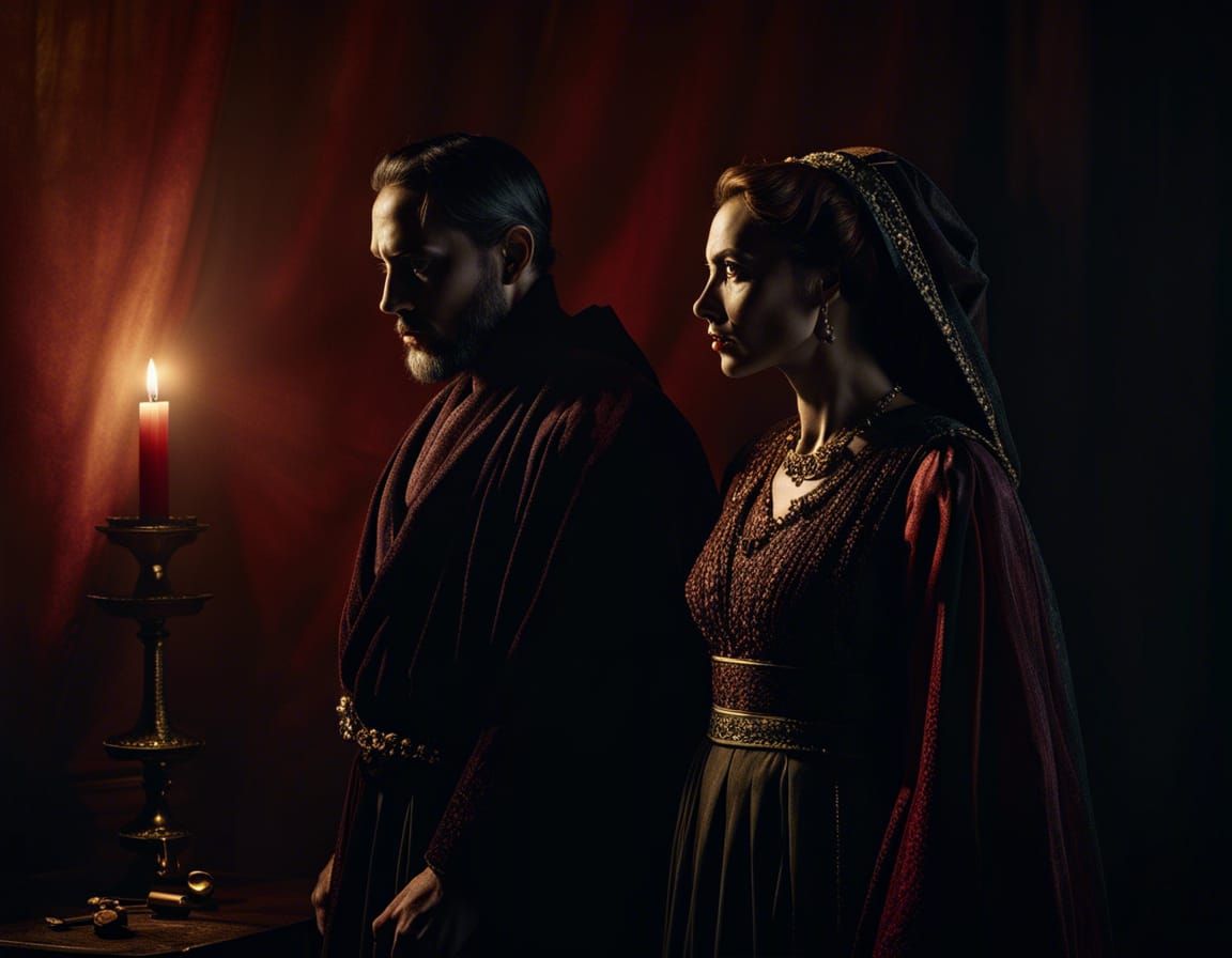 Macbeth's Dark Plot: A Dramatic Chiaroscuro Scene