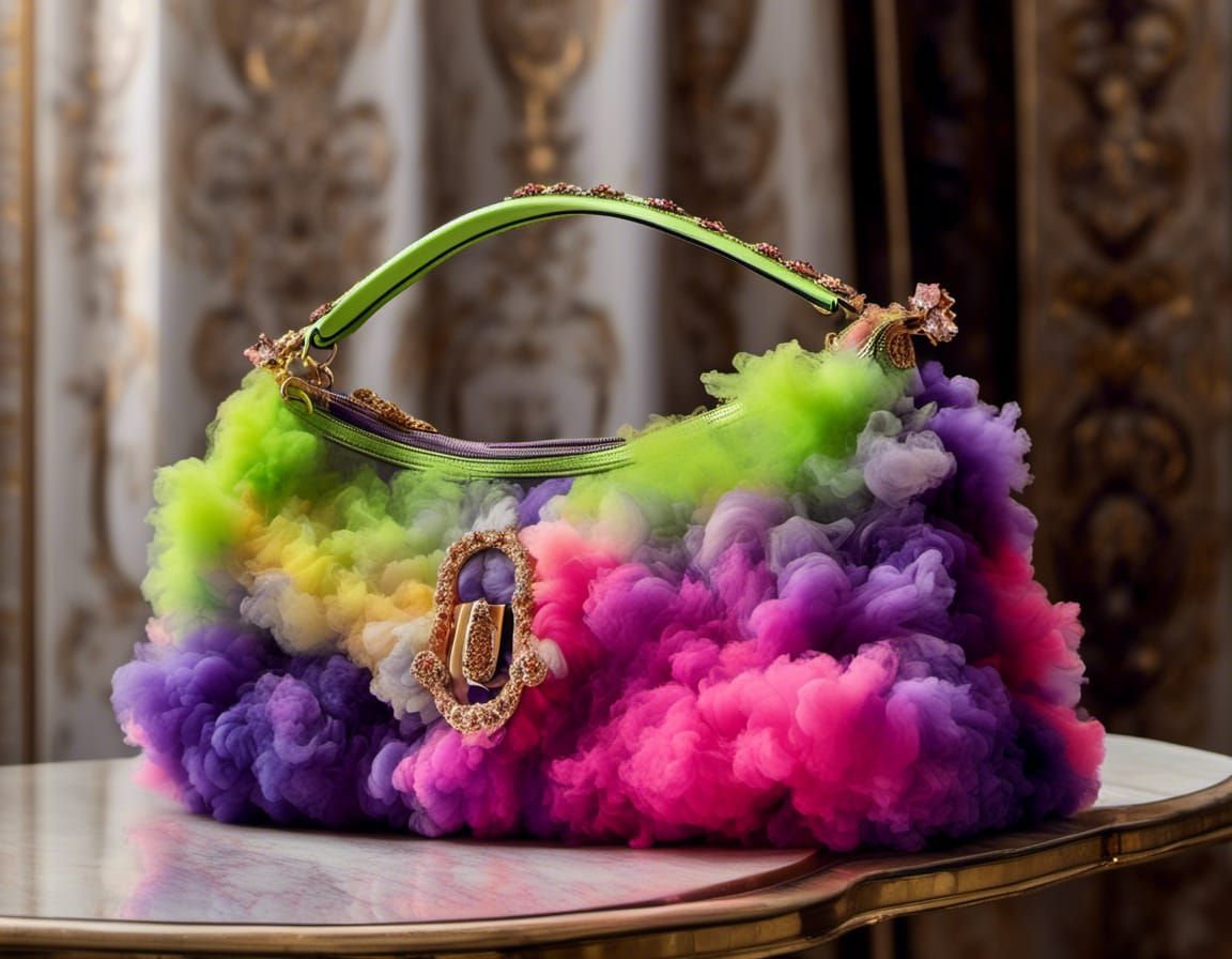 Designer Purse of Colored Smoke in Glamorous Closet