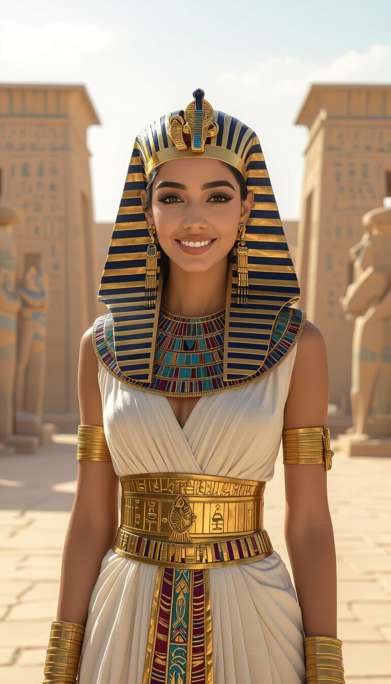 Pharaonic Queen in Egyptian Temple, Cinematic Style