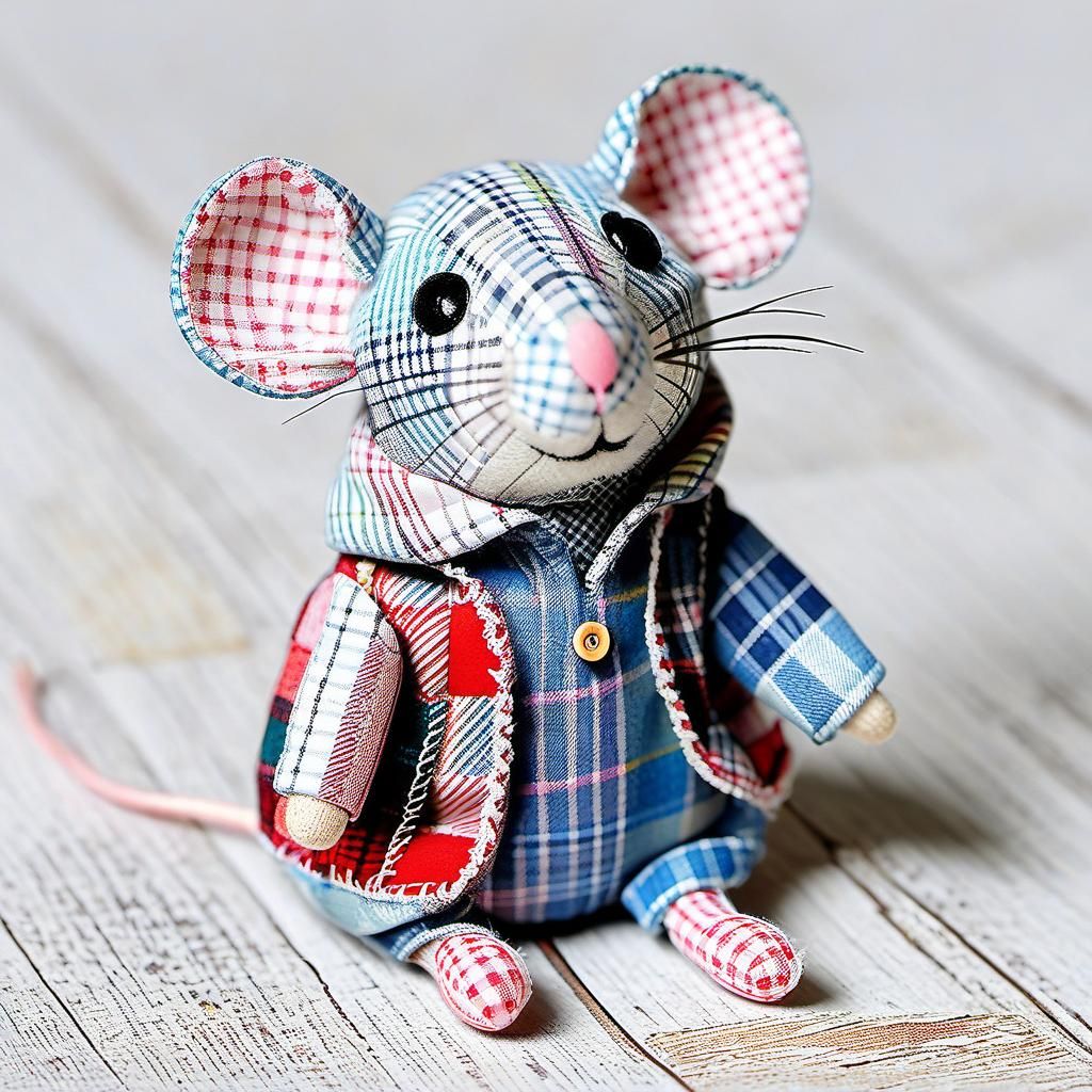 Hyperrealistic Patchwork Mice Toys on Patchwork