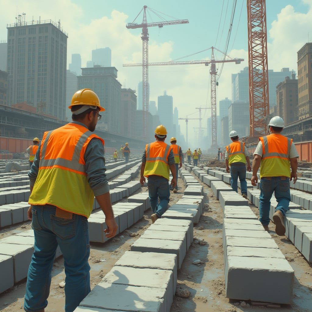 Paver Block Installation: Retro-Futuristic Urban Constructio...