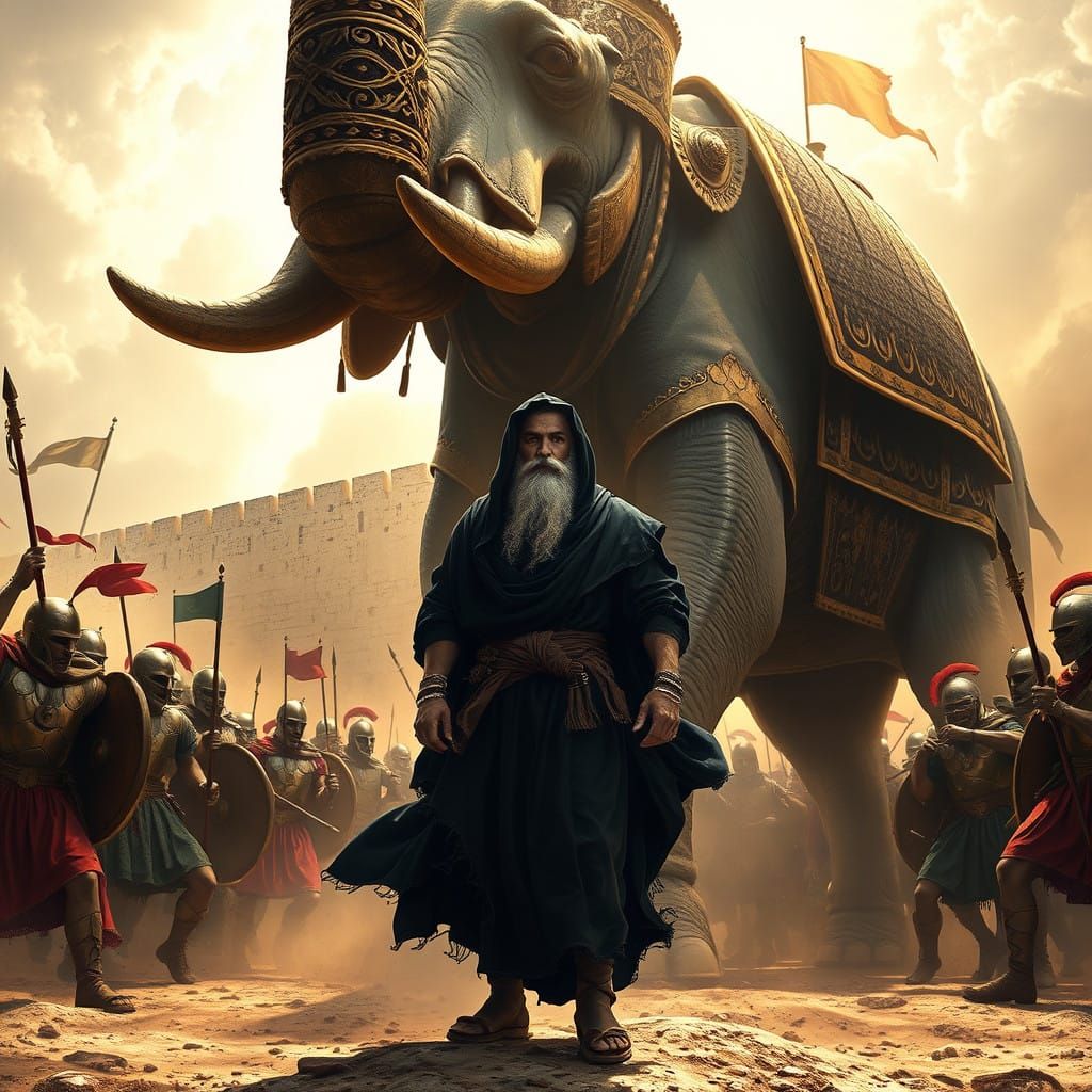 Dramatic Ancient Jerusalem Battle Scene in Classical Style