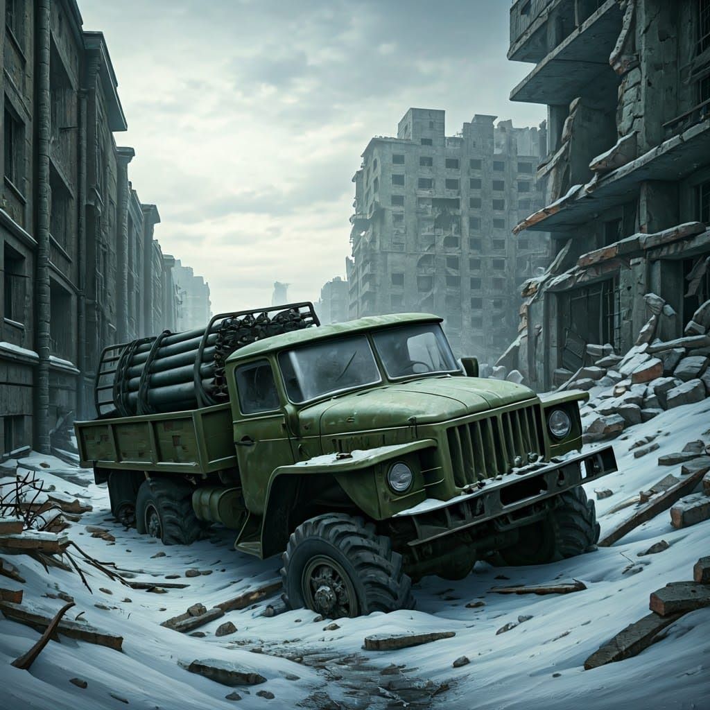 Bleak Post-Apocalyptic Cityscape in Nuclear Winter