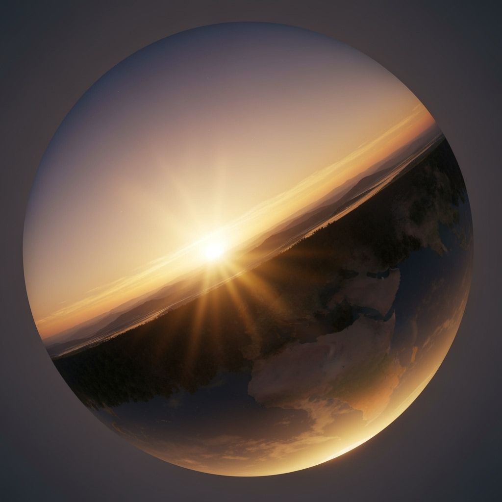 Global Dawn and Dusk Illuminated by Golden Light