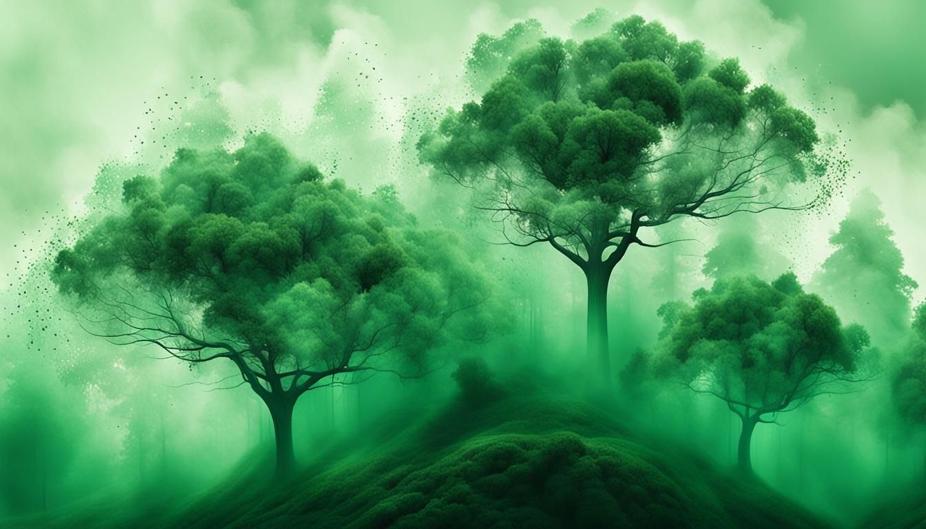 Abstract Forest Disintegrating into Smoke, Digital Art