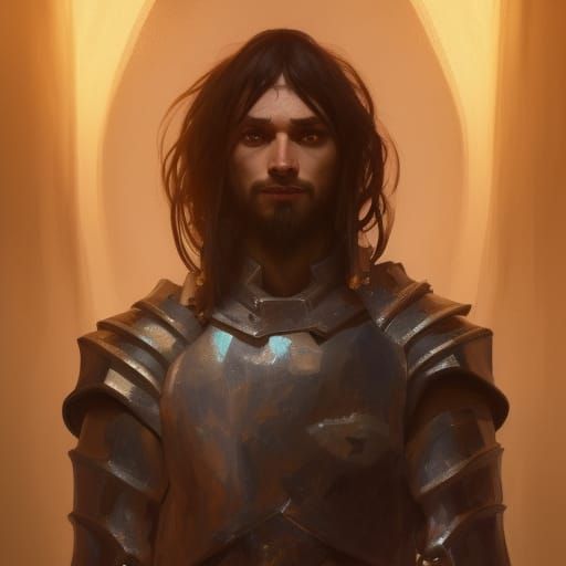 Armored Fantasy Character Portrait in Detailed Lighting