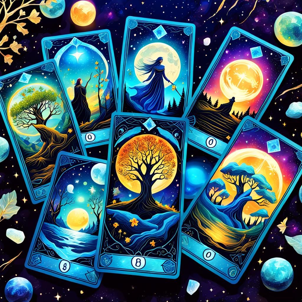 Fantasy Tarot Cards with Natural Elements