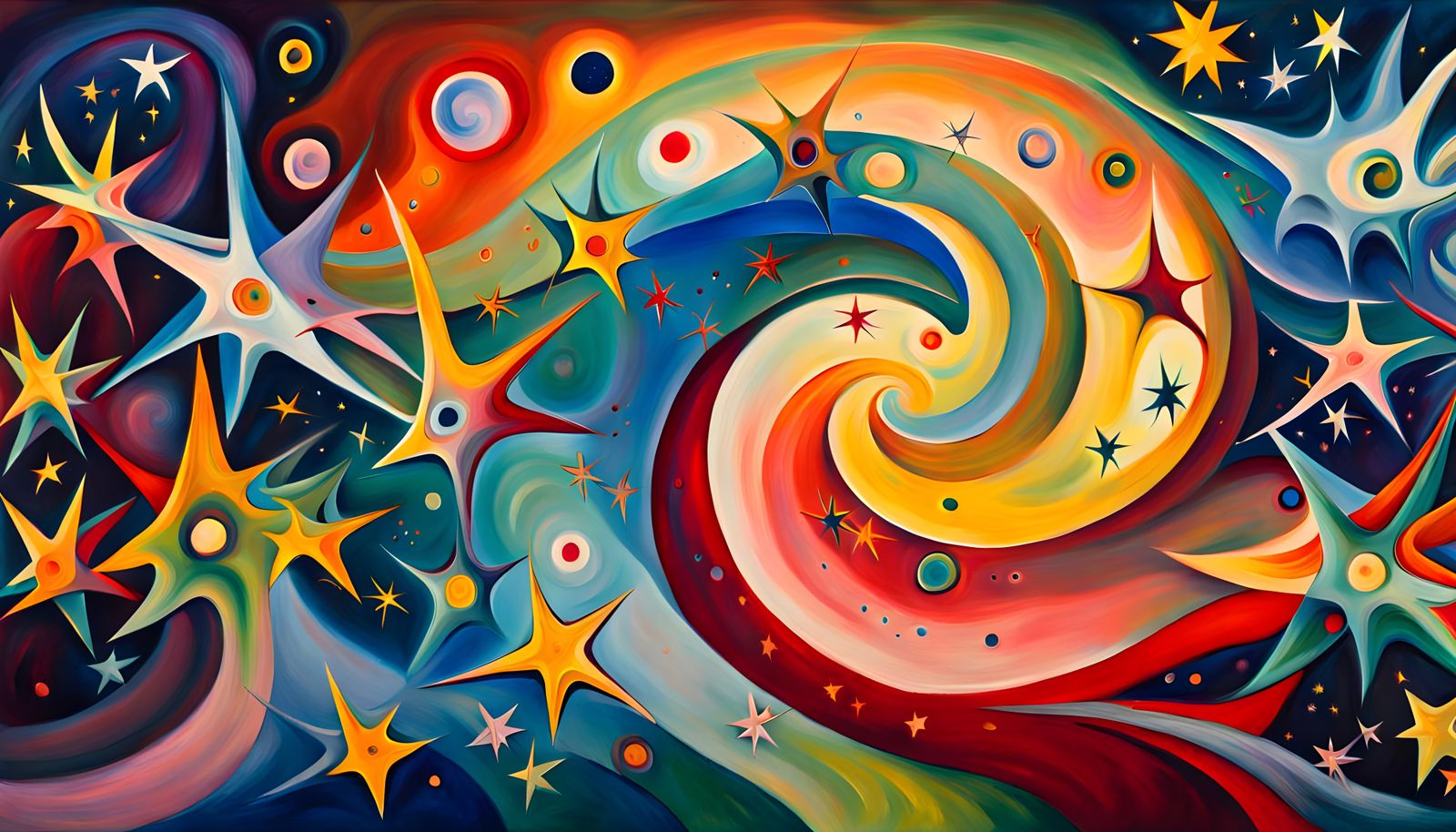 Iridescent Stars in Cosmic Swirls: Abstract Expressionism