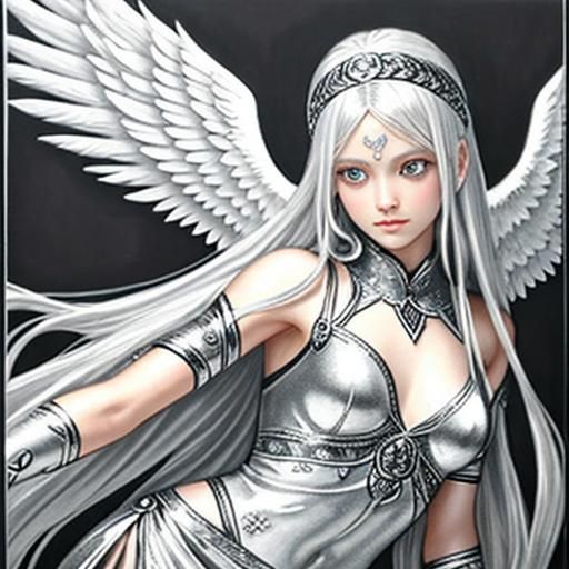 Silver Earth Angel in Charcoal Style