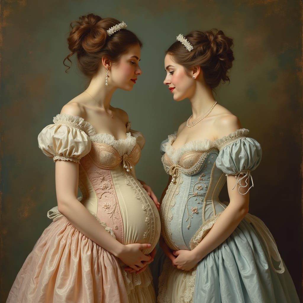 18th Century Pregnant Women in Rococo Style