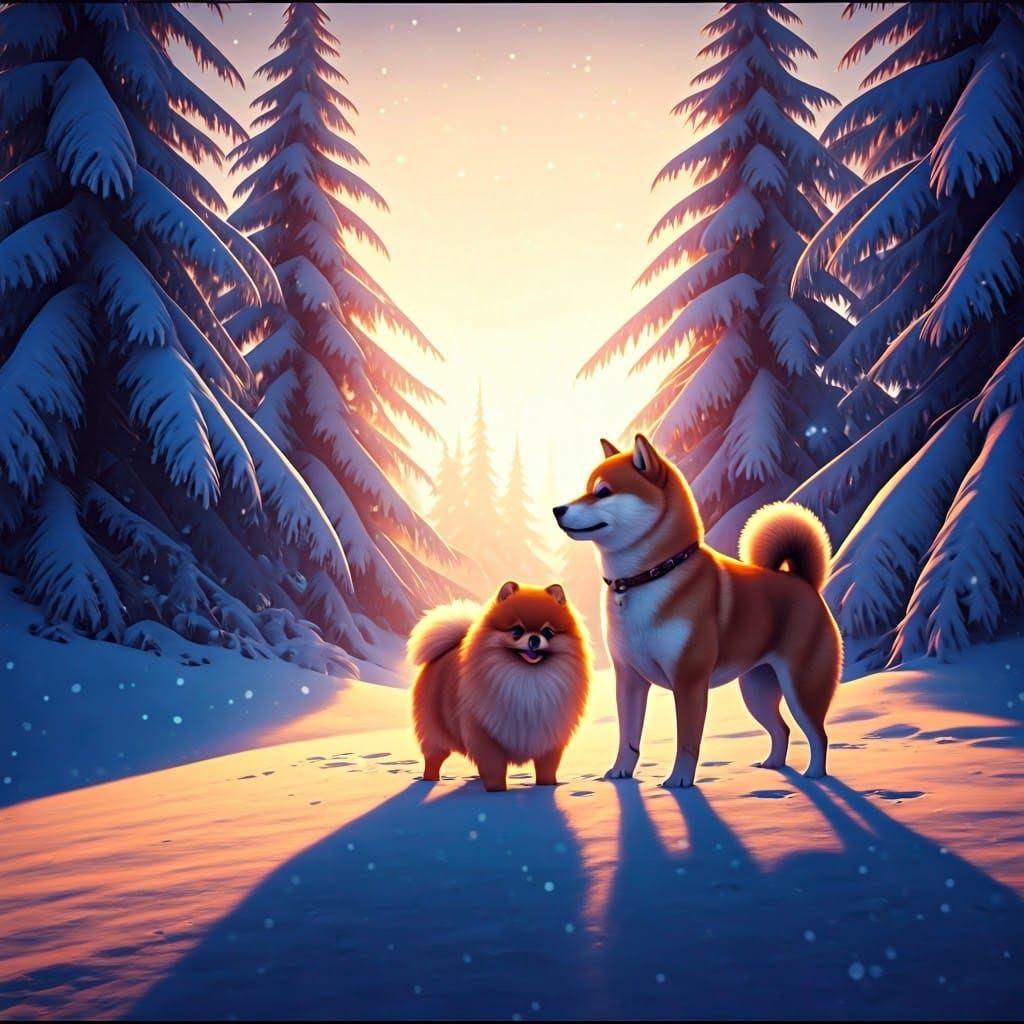 Dogs in Winter Wonderland: Fantasy Concept Art