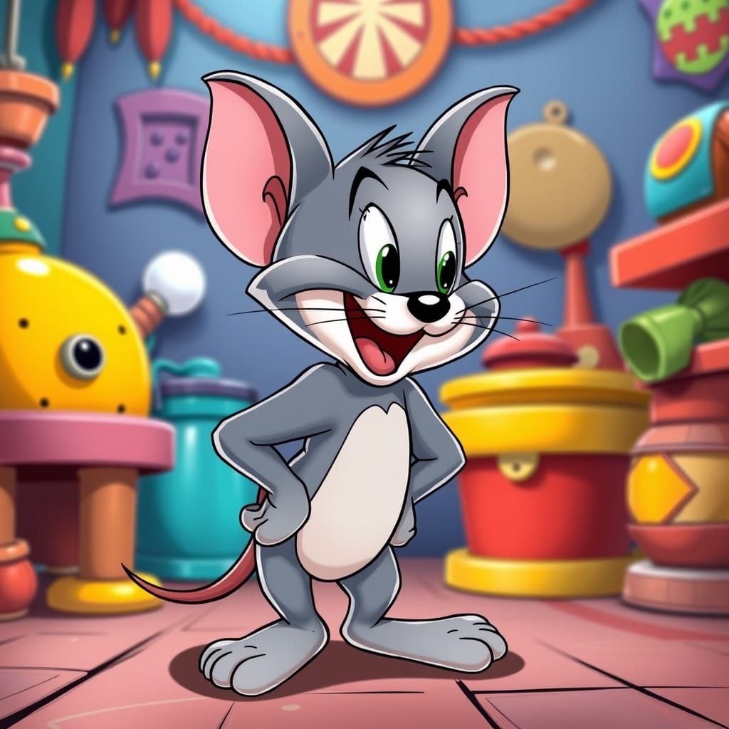 Classic Cartoon Jerry Mouse in Vibrant Cartoon World