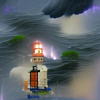 Lighthouse in a Stormy Sea