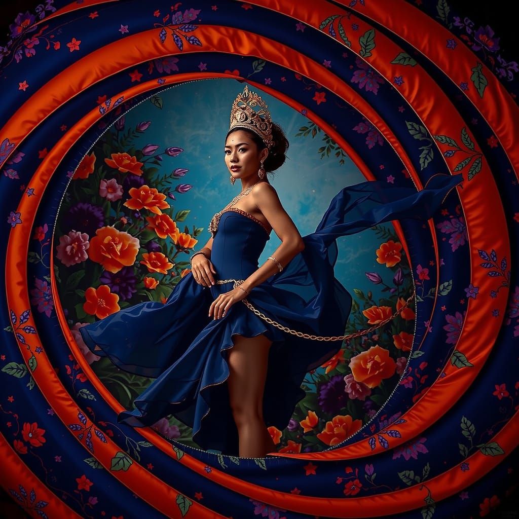 Psychedelic Floral Garden with Cosmic Mystery