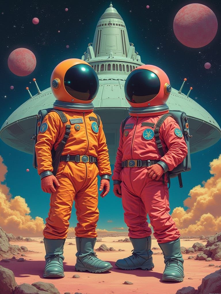 Retro-Futuristic Space Heroes in Neon Galactic Garb