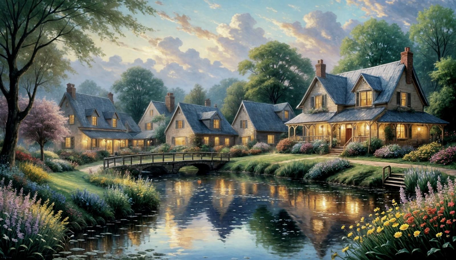 Enchanting Landscape Blending Monet and Kinkade Styles