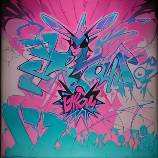 Pokémon Cityscape in Vibrant Graffiti Art Style