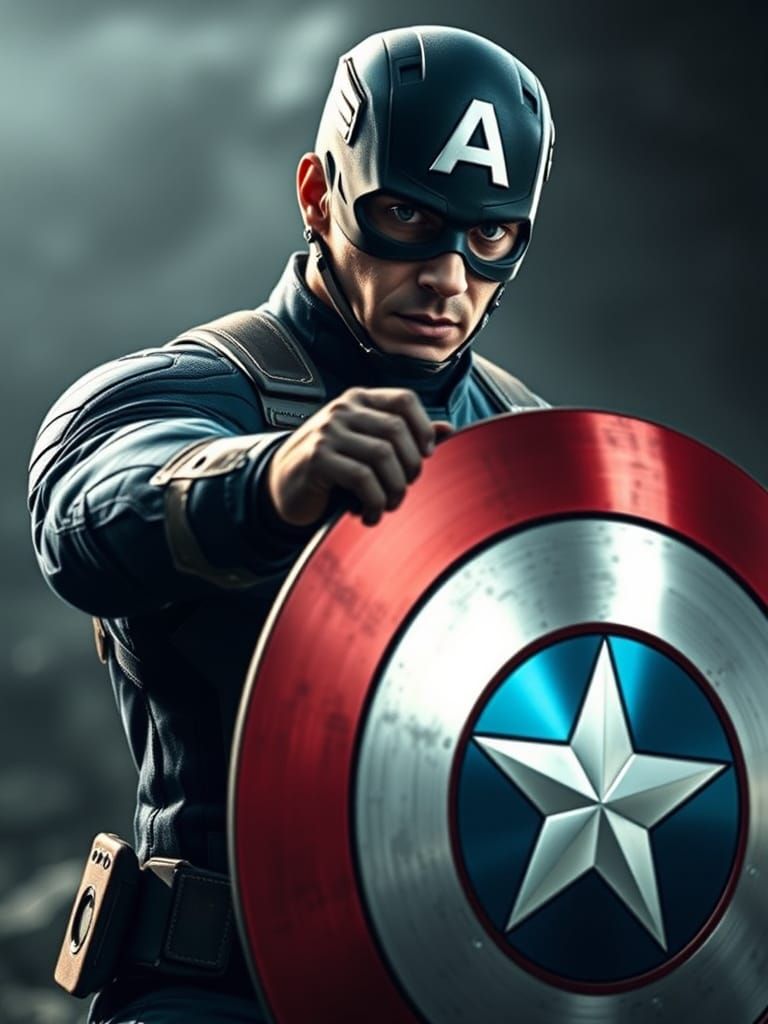 Captain America Wields Shield in Epic Cinematic Drama