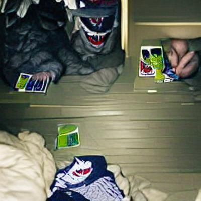 Monsters Playing Cards Under the Bed