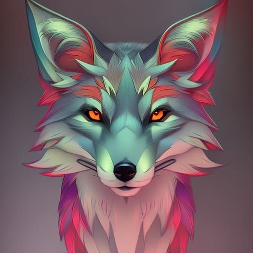 Colorful Fox Portrait in Dynamic Lighting