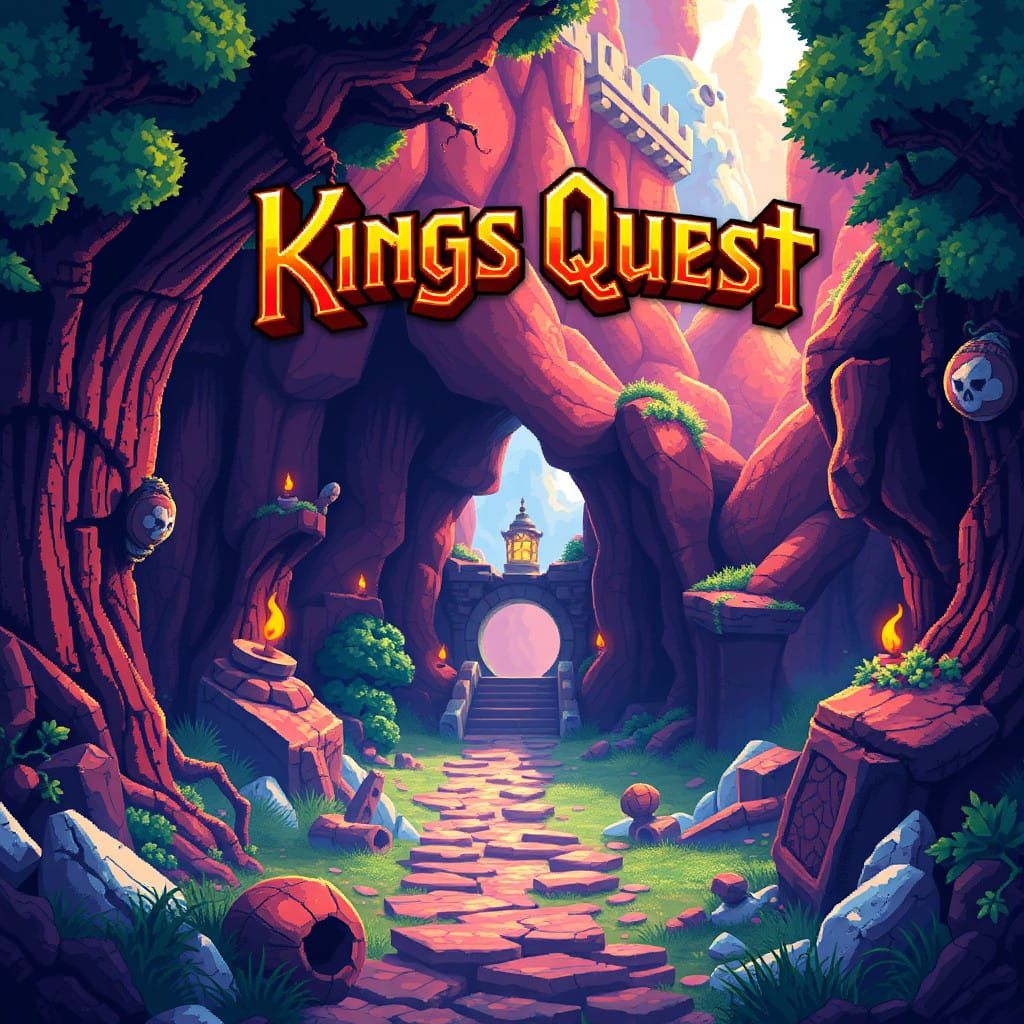 Vivid Pixel Art Fantasy Realm in Timeless 8-Bit Style