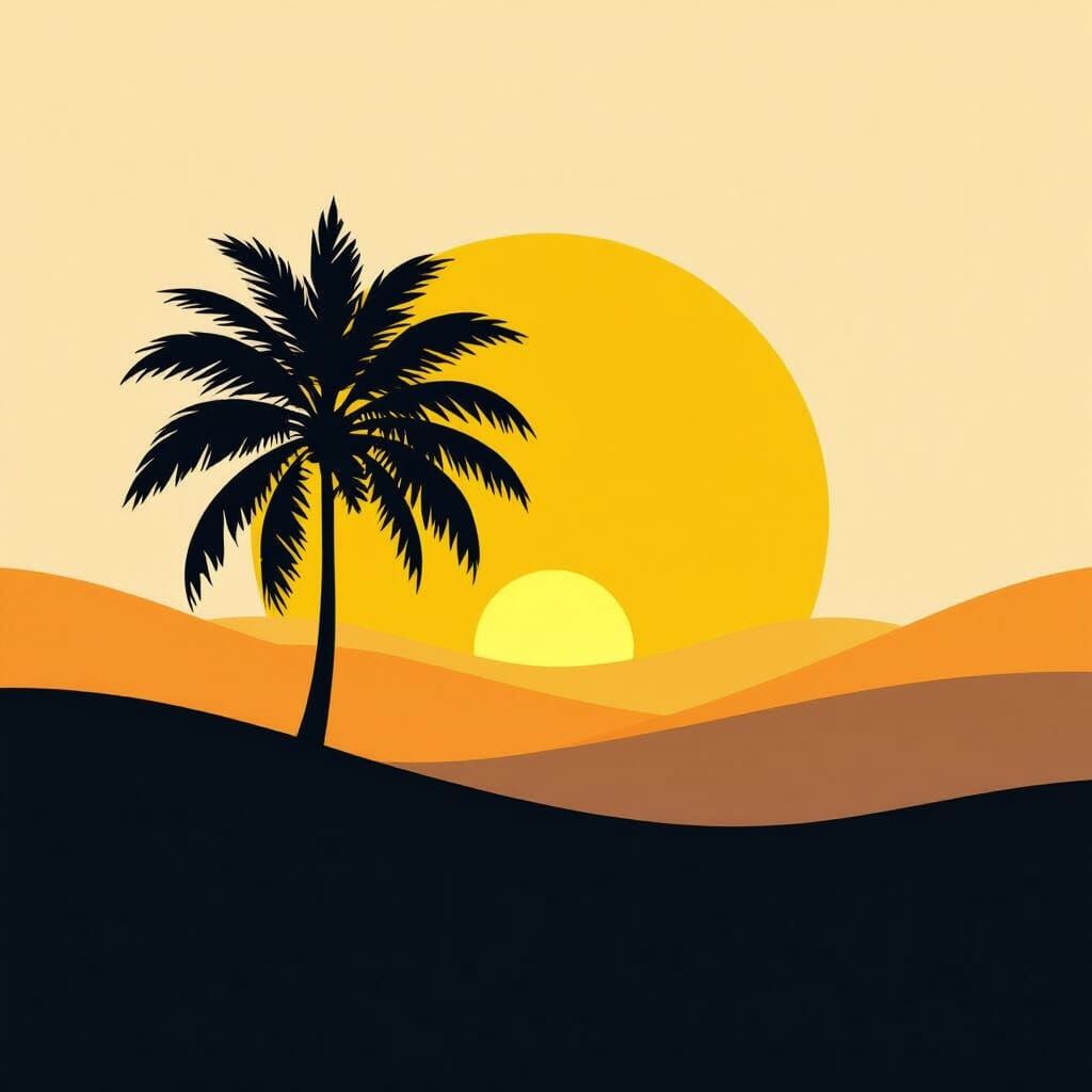 Minimalist Yellow Sunset Scene