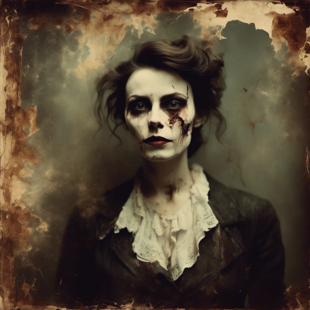 Macabre Noir Portrait of Elegant Woman