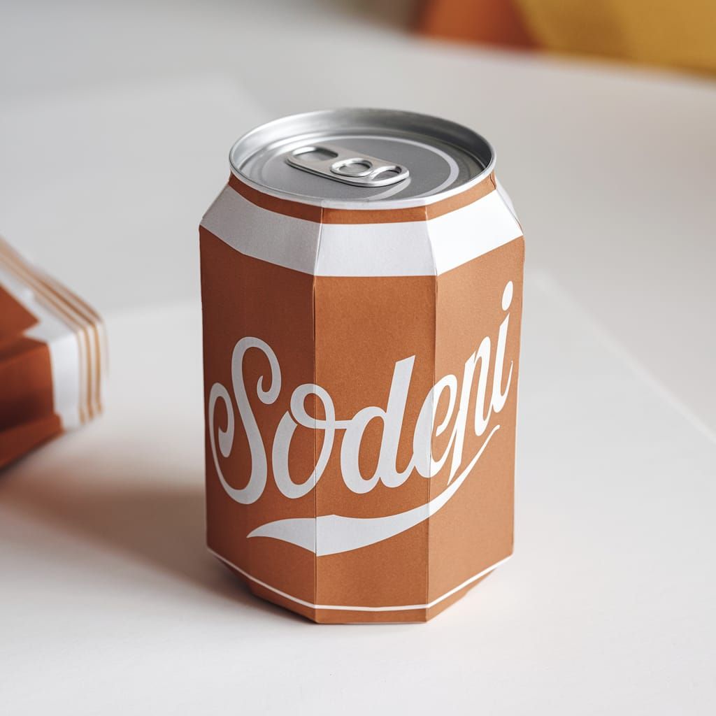 Origami Paper Soda Can Mock-Up Template