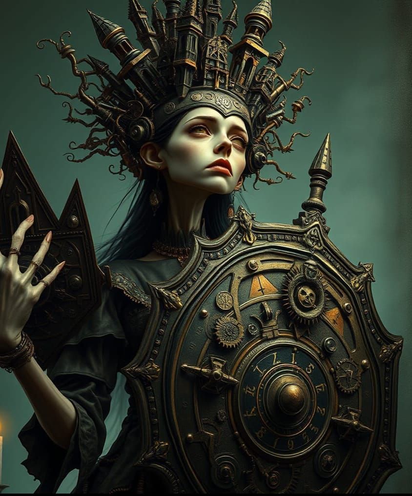 Steampunk Warrior in Gothic Castle Headdress