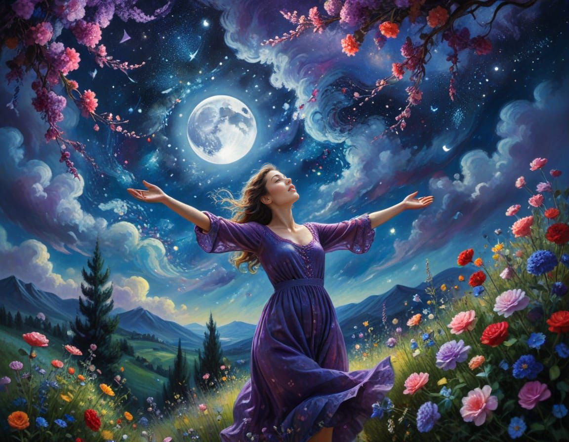 Surreal Dreamer Reaches for Celestial Canvas